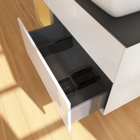 Тумба под раковину Villeroy & Boch Finion 120х50,1 см с подсветкой МДФ глянцевый белый лак/стекло черное матовое G802HFGF