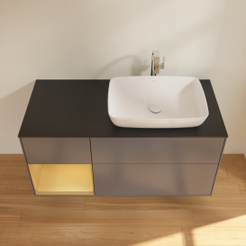 Тумба под раковину Villeroy & Boch Finion 120х50,1 см с подсветкой МДФ антрацит матовый лак/стекло черное матовое G802HFGK