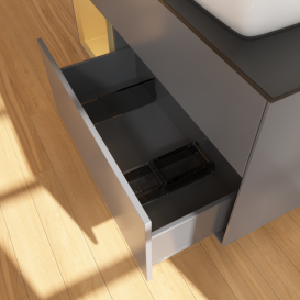 Тумба под раковину Villeroy & Boch Finion 120х50,1 см с подсветкой МДФ антрацит матовый лак/стекло черное матовое G802HFGK