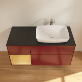 Тумба под раковину Villeroy & Boch Finion 120х50,1 см с подсветкой МДФ пион матовый лак/стекло черное матовое G802HFHB