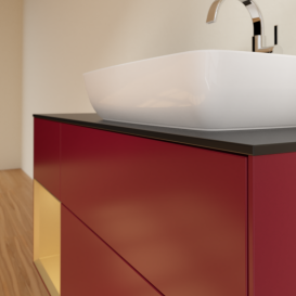 Тумба под раковину Villeroy & Boch Finion 120х50,1 см с подсветкой МДФ пион матовый лак/стекло черное матовое G802HFHB