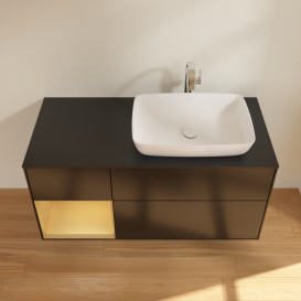 Тумба под раковину Villeroy & Boch Finion 120х50,1 см с подсветкой МДФ черный матовый лак/стекло черное матовое G802HFPD
