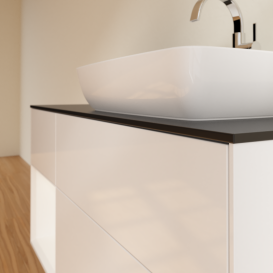 Тумба под раковину Villeroy & Boch Finion 120х50,1 см с подсветкой МДФ глянцевый белый лак/стекло черное матовое G802MTGF