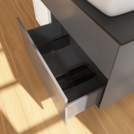 Тумба под раковину Villeroy & Boch Finion 120х50,1 см с подсветкой МДФ антрацит матовый лак/стекло черное матовое G802MTGK