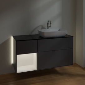 Тумба под раковину Villeroy & Boch Finion 120х50,1 см с подсветкой МДФ антрацит матовый лак/стекло черное матовое G802MTGK
