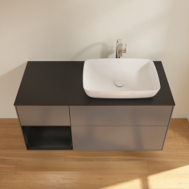 Тумба под раковину Villeroy & Boch Finion 120х50,1 см с подсветкой МДФ антрацит матовый лак/стекло черное матовое G802PDGK