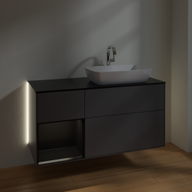 Тумба под раковину Villeroy & Boch Finion 120х50,1 см с подсветкой МДФ антрацит матовый лак/стекло черное матовое G802PDGK