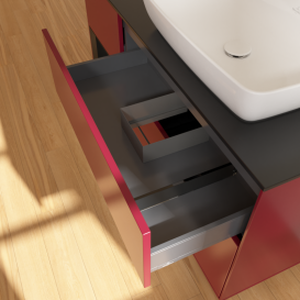 Тумба под раковину Villeroy & Boch Finion 120х50,1 см с подсветкой МДФ пион матовый лак/стекло черное матовое G802PDHB