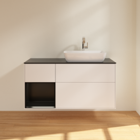 Тумба под раковину Villeroy & Boch Finion 120х50,1 см с подсветкой МДФ белый матовый лак/стекло черное матовое G802PDMT