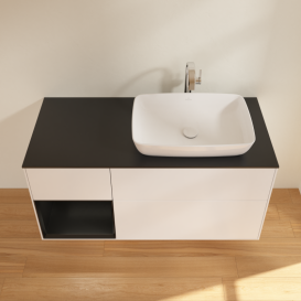 Тумба под раковину Villeroy & Boch Finion 120х50,1 см с подсветкой МДФ белый матовый лак/стекло черное матовое G802PDMT