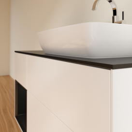 Тумба под раковину Villeroy & Boch Finion 120х50,1 см с подсветкой МДФ белый матовый лак/стекло черное матовое G802PDMT