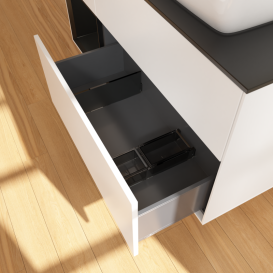 Тумба под раковину Villeroy & Boch Finion 120х50,1 см с подсветкой МДФ белый матовый лак/стекло черное матовое G802PDMT