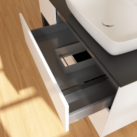 Тумба под раковину Villeroy & Boch Finion 120х50,1 см с подсветкой МДФ белый матовый лак/стекло черное матовое G802PDMT