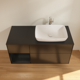 Тумба под раковину Villeroy & Boch Finion 120х50,1 см с подсветкой МДФ черный матовый лак/стекло черное матовое G802PDPD