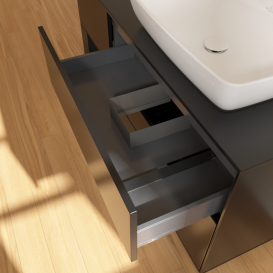 Тумба под раковину Villeroy & Boch Finion 120х50,1 см с подсветкой МДФ черный матовый лак/стекло черное матовое G802PDPD