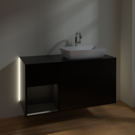 Тумба под раковину Villeroy & Boch Finion 120х50,1 см с подсветкой МДФ черный матовый лак/стекло черное матовое G802PDPD