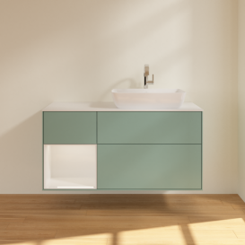 Тумба под раковину Villeroy & Boch Finion 120х50,1 см с подсветкой МДФ оливковый матовый лак/стекло белое матовое G801GFGM