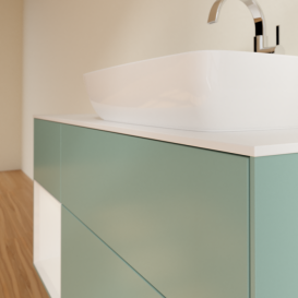 Тумба под раковину Villeroy & Boch Finion 120х50,1 см с подсветкой МДФ оливковый матовый лак/стекло белое матовое G801GFGM