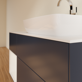 Тумба под раковину Villeroy & Boch Finion 120х50,1 см с подсветкой МДФ темно-синий матовый лак/стекло белое матовое G801GFHG