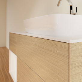 Тумба под раковину Villeroy & Boch Finion 120х50,1 см с подсветкой МДФ шпон дуба/стекло белое матовое G801GFPC