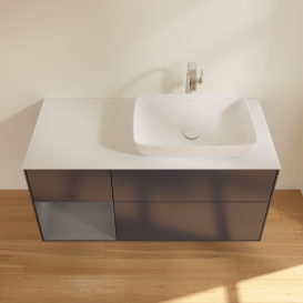 Тумба под раковину Villeroy & Boch Finion 120х50,1 см с подсветкой МДФ темно-синий матовый лак/стекло белое матовое G801GKHG