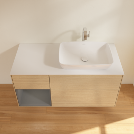 Тумба под раковину Villeroy & Boch Finion 120х50,1 см с подсветкой МДФ шпон дуба/стекло белое матовое G801GKPC