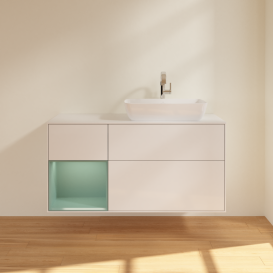 Тумба под раковину Villeroy & Boch Finion 120х50,1 см с подсветкой МДФ глянцевый белый лак/стекло белое матовое G801GMGF