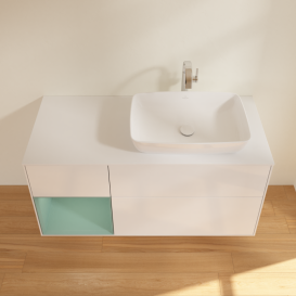 Тумба под раковину Villeroy & Boch Finion 120х50,1 см с подсветкой МДФ глянцевый белый лак/стекло белое матовое G801GMGF