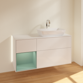 Тумба под раковину Villeroy & Boch Finion 120х50,1 см с подсветкой МДФ глянцевый белый лак/стекло белое матовое G801GMGF