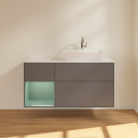 Тумба под раковину Villeroy & Boch Finion 120х50,1 см с подсветкой МДФ антрацит матовый лак/стекло белое матовое G801GMGK