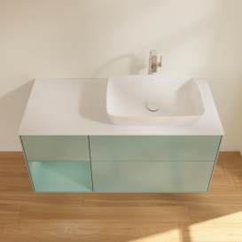 Тумба под раковину Villeroy & Boch Finion 120х50,1 см с подсветкой МДФ оливковый матовый лак/стекло белое матовое G801GMGM