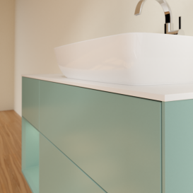 Тумба под раковину Villeroy & Boch Finion 120х50,1 см с подсветкой МДФ оливковый матовый лак/стекло белое матовое G801GMGM