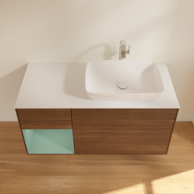 Тумба под раковину Villeroy & Boch Finion 120х50,1 см с подсветкой МДФ шпон грецкого ореха/стекло белое матовое G801GMGN