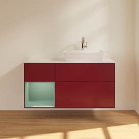 Тумба под раковину Villeroy & Boch Finion 120х50,1 см с подсветкой МДФ пион матовый лак/стекло белое матовое G801GMHB