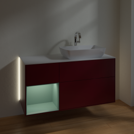 Тумба под раковину Villeroy & Boch Finion 120х50,1 см с подсветкой МДФ пион матовый лак/стекло белое матовое G801GMHB