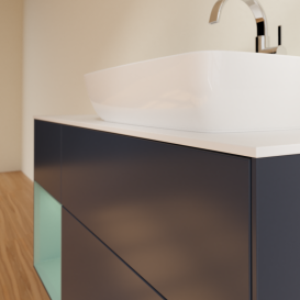 Тумба под раковину Villeroy & Boch Finion 120х50,1 см с подсветкой МДФ темно-синий матовый лак/стекло белое матовое G801GMHG