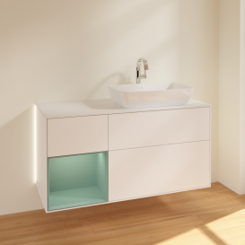 Тумба под раковину Villeroy & Boch Finion 120х50,1 см с подсветкой МДФ белый матовый лак/стекло белое матовое G801GMMT