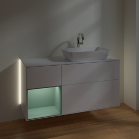 Тумба под раковину Villeroy & Boch Finion 120х50,1 см с подсветкой МДФ белый матовый лак/стекло белое матовое G801GMMT