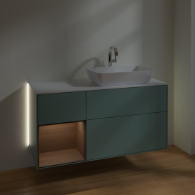 Тумба под раковину Villeroy & Boch Finion 120х50,1 см с подсветкой МДФ оливковый матовый лак/стекло белое матовое G801GNGM