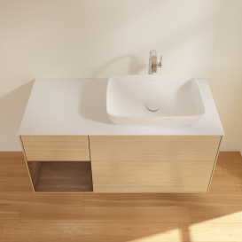 Тумба под раковину Villeroy & Boch Finion 120х50,1 см с подсветкой МДФ шпон дуба/стекло белое матовое G801GNPC