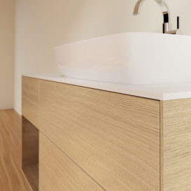 Тумба под раковину Villeroy & Boch Finion 120х50,1 см с подсветкой МДФ шпон дуба/стекло белое матовое G801GNPC