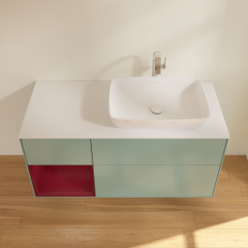 Тумба под раковину Villeroy & Boch Finion 120х50,1 см с подсветкой МДФ оливковый матовый лак/стекло белое матовое G801HBGM