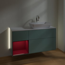 Тумба под раковину Villeroy & Boch Finion 120х50,1 см с подсветкой МДФ оливковый матовый лак/стекло белое матовое G801HBGM