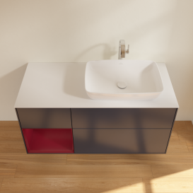 Тумба под раковину Villeroy & Boch Finion 120х50,1 см с подсветкой МДФ темно-синий матовый лак/стекло белое матовое G801HBHG