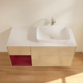 Тумба под раковину Villeroy & Boch Finion 120х50,1 см с подсветкой МДФ шпон дуба/стекло белое матовое G801HBPC