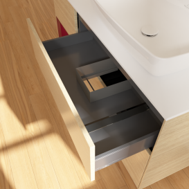 Тумба под раковину Villeroy & Boch Finion 120х50,1 см с подсветкой МДФ шпон дуба/стекло белое матовое G801HBPC