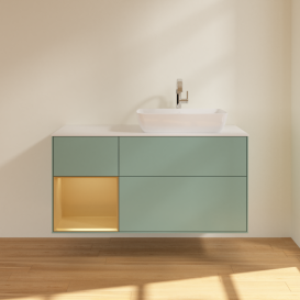 Тумба под раковину Villeroy & Boch Finion 120х50,1 см с подсветкой МДФ оливковый матовый лак/стекло белое матовое G801HFGM