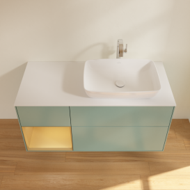 Тумба под раковину Villeroy & Boch Finion 120х50,1 см с подсветкой МДФ оливковый матовый лак/стекло белое матовое G801HFGM