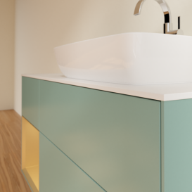 Тумба под раковину Villeroy & Boch Finion 120х50,1 см с подсветкой МДФ оливковый матовый лак/стекло белое матовое G801HFGM