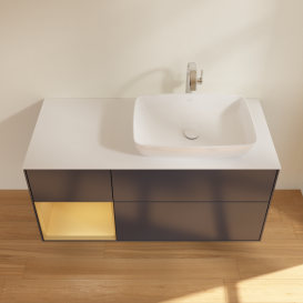 Тумба под раковину Villeroy & Boch Finion 120х50,1 см с подсветкой МДФ темно-синий матовый лак/стекло белое матовое G801HFHG